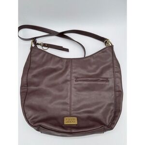 Frye AND CO. Sindy Hobo Bag Shoulder Purse Plum Brown Vegan Faux Leather